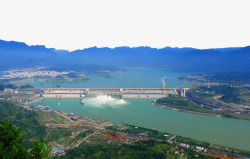 全貌蓝色三峡大坝景色高清图片