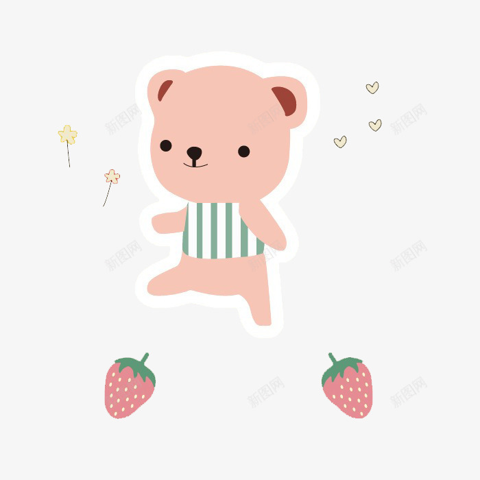 卡通粉色小熊png免抠素材_新图网 https://ixintu.com 小熊 粉色 红色 草莓 草莓熊