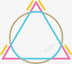 彩色线条三角圆圈矢量图素材