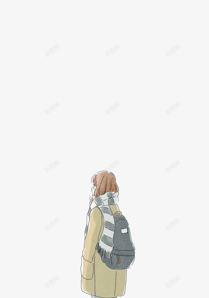 少女背影psd免抠素材_新图网 https://ixintu.com 卡通 可爱 少女 背影