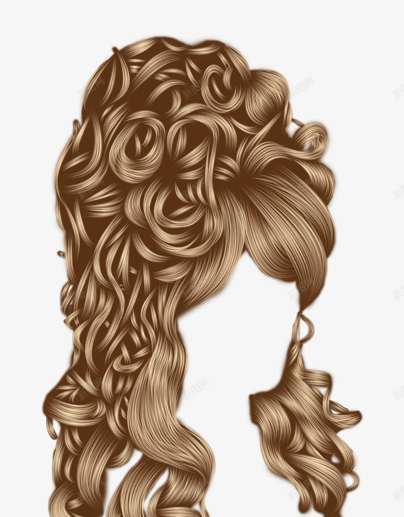 棕色创意女士长发png免抠素材_新图网 https://ixintu.com 头发 女士长发 棕色长发 秀发