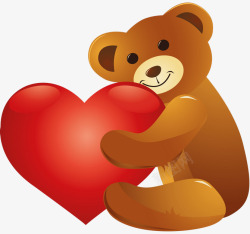 可爱熊宝宝泰迪熊抱爱心高清图片