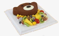 小熊水果蛋糕素材