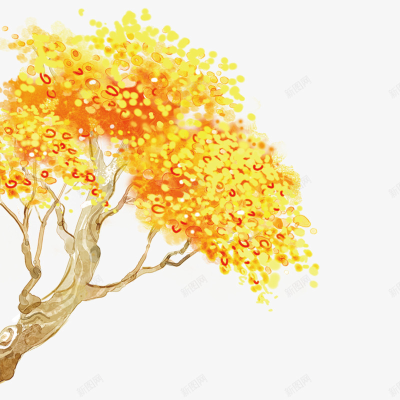 桂树png免抠素材_新图网 https://ixintu.com 中秋节素材 树叶素材 金黄色的桂树