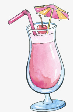果汁图手绘创意樱桃果汁图高清图片