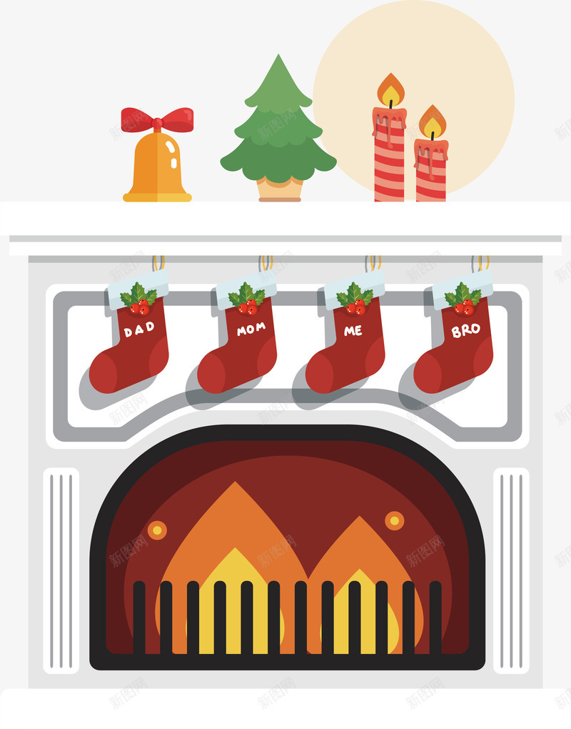 挂着袜子的壁炉png免抠素材_新图网 https://ixintu.com 圣诞壁炉 圣诞节 壁炉 温暖壁炉 白色壁炉 矢量png
