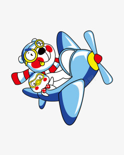 卡通可爱小熊做飞机素材