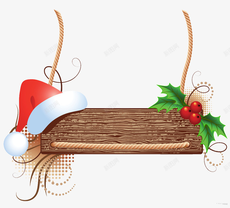 木板和圣诞帽png免抠素材_新图网 https://ixintu.com 叶子 圣诞帽 木板 果子
