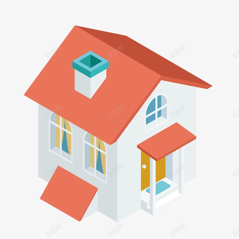 红色房子卡通图标png_新图网 https://ixintu.com 卡通图标 建筑 房子 扁平化 红色 设计 颜色