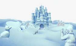 铺雪的屋顶卡通冰雪城堡高清图片
