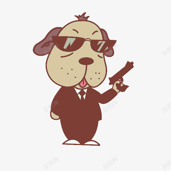 拿手枪的小狗png免抠素材_新图网 https://ixintu.com 可爱的 墨镜 小狗 帅气 手枪 西装 酷酷的 领带