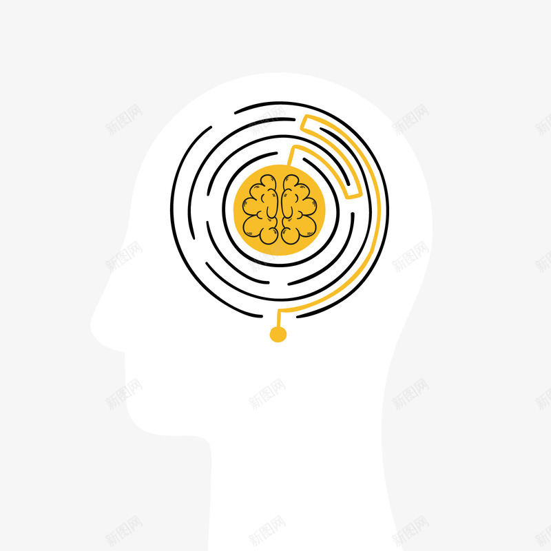 大脑回路矢量图ai免抠素材_新图网 https://ixintu.com PNG免抠图下载 侧影 剪影 思考 男性 装饰 矢量图
