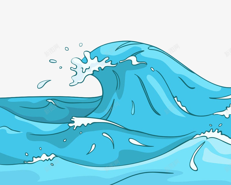 蓝色手绘浪花png免抠素材_新图网 https://ixintu.com 大海 手绘 浪潮 浪花 海浪 蓝色