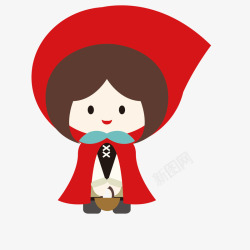 红色衣服人物小红帽矢量图素材