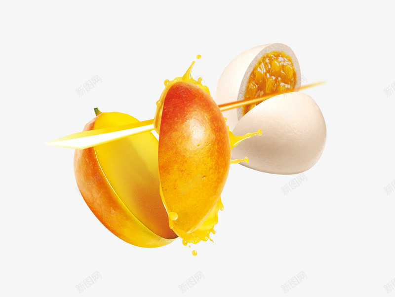 切开的水果png免抠素材_新图网 https://ixintu.com 切开的水果 切水果 桃子 芒果 食品 鸡蛋