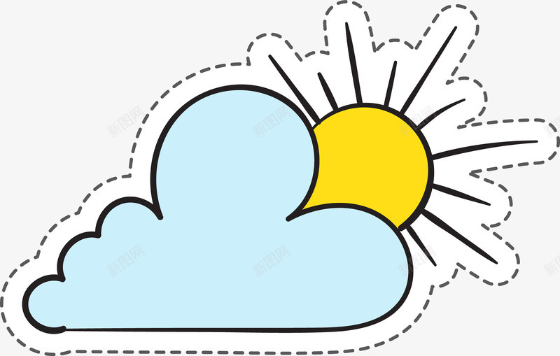 圆弧多云天气卡通贴纸由新图网用户分享上传,推荐搜索光芒,发光,可爱