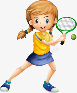 打网球的少女素材