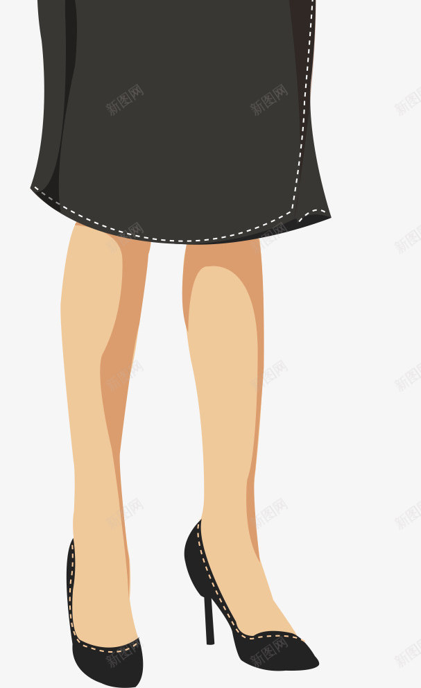 套裙背包女png免抠素材_新图网 https://ixintu.com 卡通 套裙 少女 手绘 时尚 短裙 美女 背包的人