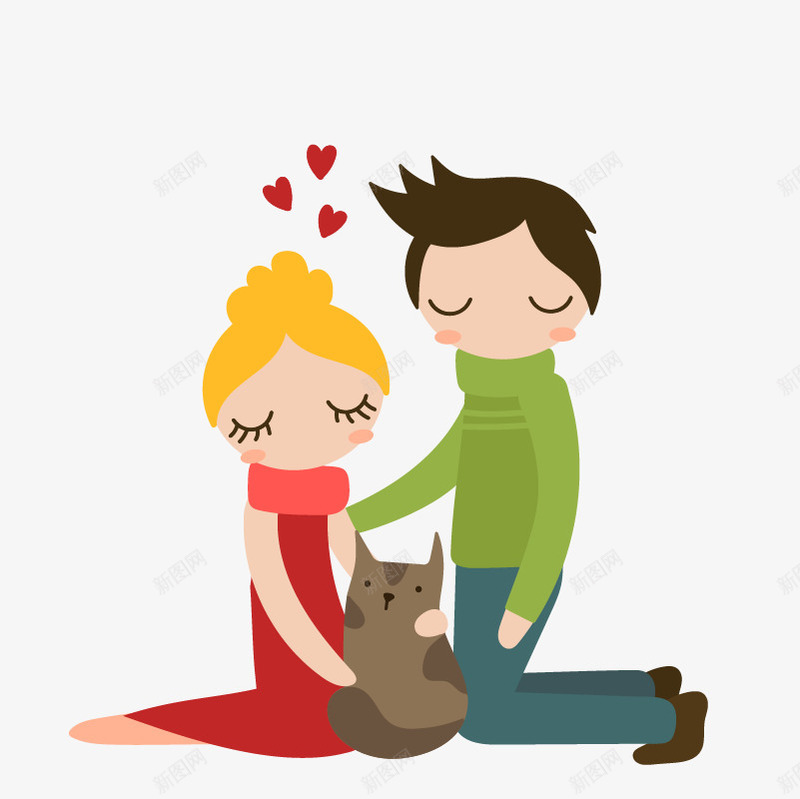 恩爱情侣抱着猫png免抠素材_新图网 https://ixintu.com 人物 卡通情侣 情侣抱猫