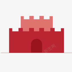 ps画出的红色扁平化城墙房子素材