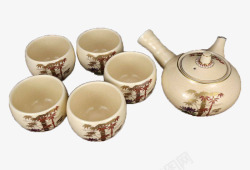 永田陶艺日本古董陶瓷萨摩烧茶具高清图片
