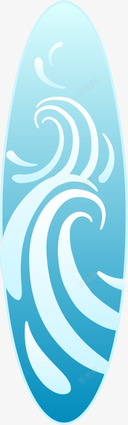 水上动力冲浪板波浪样式的天蓝色冲浪板矢量图高清图片
