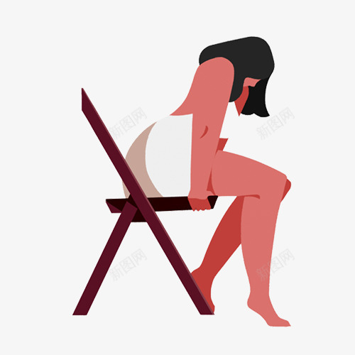 坐在椅子山思考的少女psd免抠素材_新图网 https://ixintu.com 少女 彩色 思考 椅子 简约