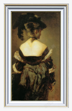 油画背影欧洲贵妇的背影装饰油画高清图片