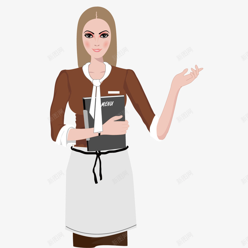 拿着菜单的女服务员png免抠素材_新图网 https://ixintu.com 服务员 美女 菜单