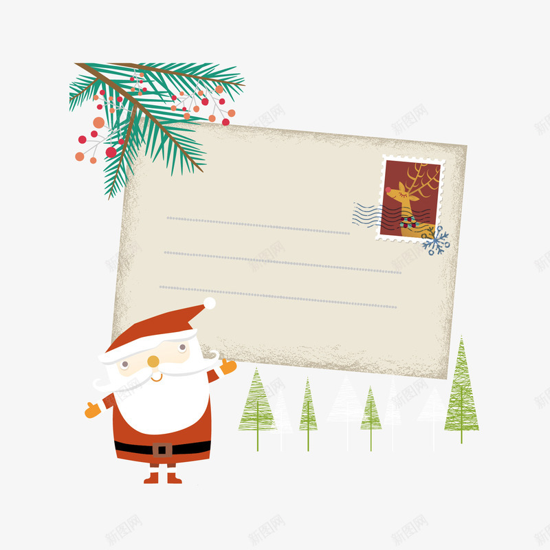 适量图圣诞老人信纸png免抠素材_新图网 https://ixintu.com 信纸 卡通 圣诞树 圣诞老人