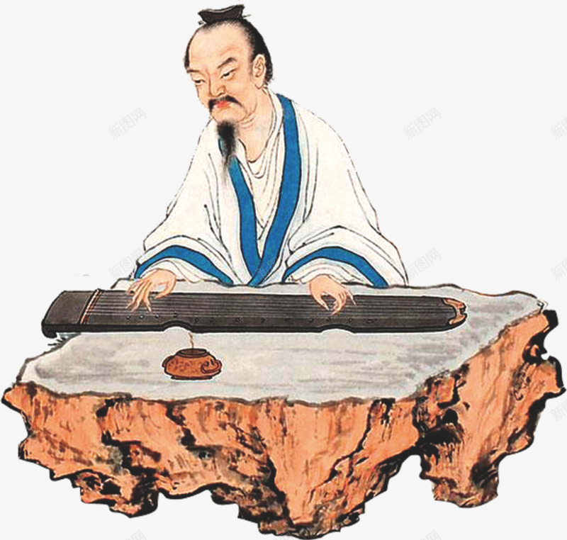 古代人物png免抠素材_新图网 https://ixintu.com 中国风 人物 古人弹琴 古代 古典 古琴 国画