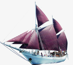 紫色帆船团队大船素材