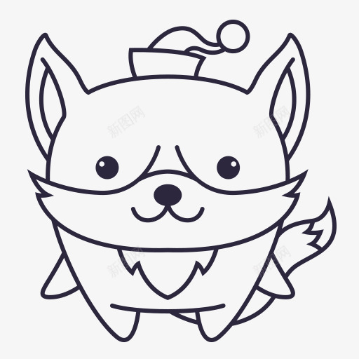 卡通动物线条小狗图标png_新图网 https://ixintu.com 卡通动物 卡通手绘 可爱的 开心的 戴帽子的小狗 线条