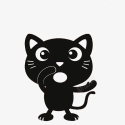 喜欢的表情卡通黑色张大嘴巴可爱的猫图标高清图片
