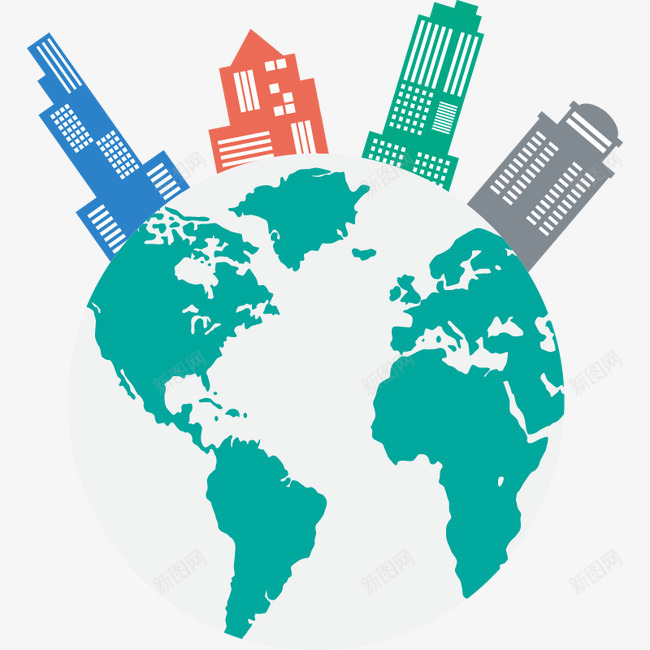 围绕地球的城市png免抠素材_新图网 https://ixintu.com 地球 都市 高楼