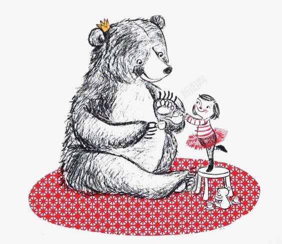 小熊和洋娃娃跳舞png免抠素材_新图网 https://ixintu.com 卡通 小女孩 手绘 插画 熊 童话绘本 跳舞