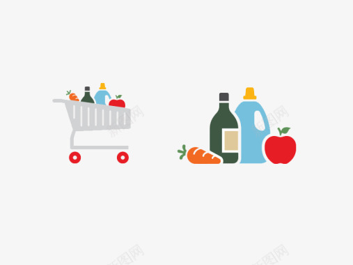 扁平化超市购物图标图标