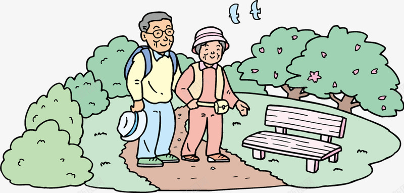 散步的老人png免抠素材_新图网 https://ixintu.com 户外 散步 老年人散步 老年夫妻 郊游