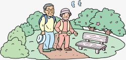 散步的夫妻散步的老人高清图片