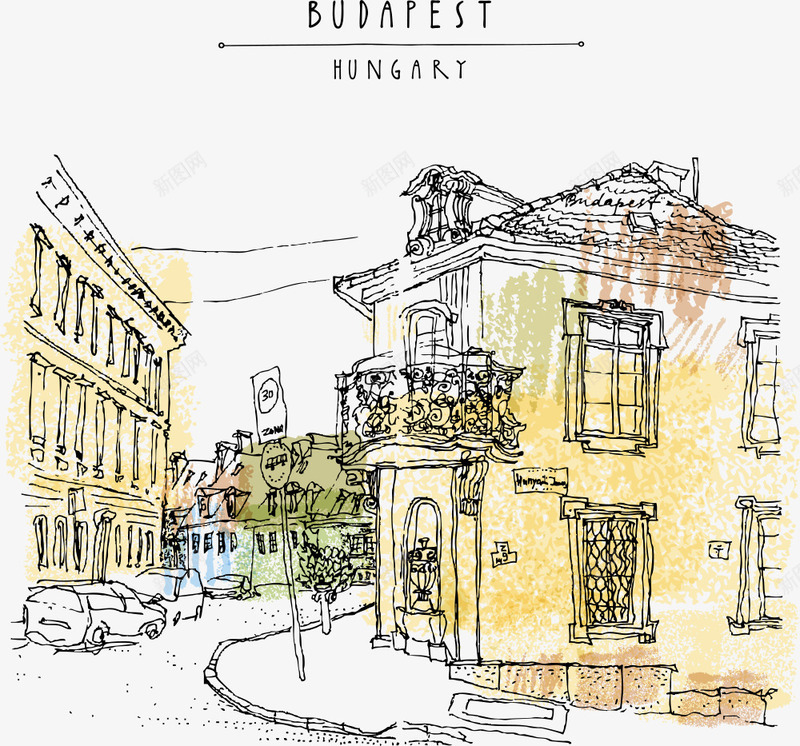 布达佩斯城市插画png免抠素材_新图网 https://ixintu.com 城市 城镇 布达佩斯 布达佩斯城市插画 建筑 手绘房屋 都市 高楼