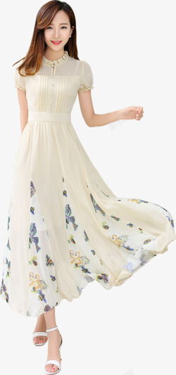 连衣裙白色夏日白色雪纺连衣裙高清图片