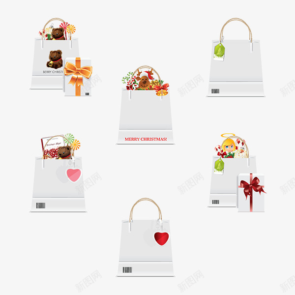 圣诞节购物袋psd免抠素材_新图网 https://ixintu.com 圣诞节 小熊 购物袋