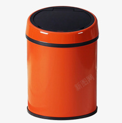 橙色垃圾桶橙色不锈钢智能感应垃圾桶高清图片