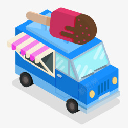 贩卖车卡通立体的冰淇淋车矢量图高清图片