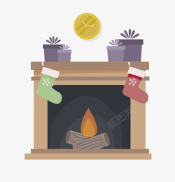 取暖四角火炉圣诞节元素高清图片