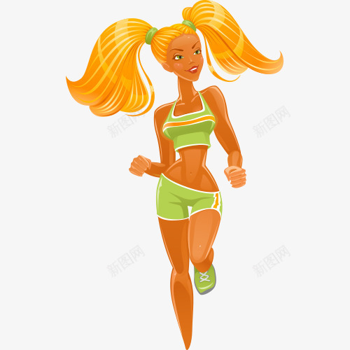 卡通运动健身美少女png免抠素材_新图网 https://ixintu.com 卡通 性感 时尚 美少女 跑步 运动