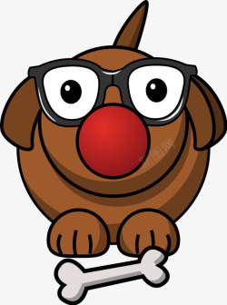 戴眼镜的卡通棕色小狗素材
