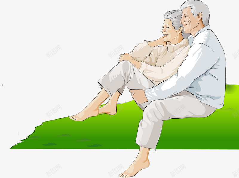 坐在草地上的老人png免抠素材_新图网 https://ixintu.com 微笑 老人 草地