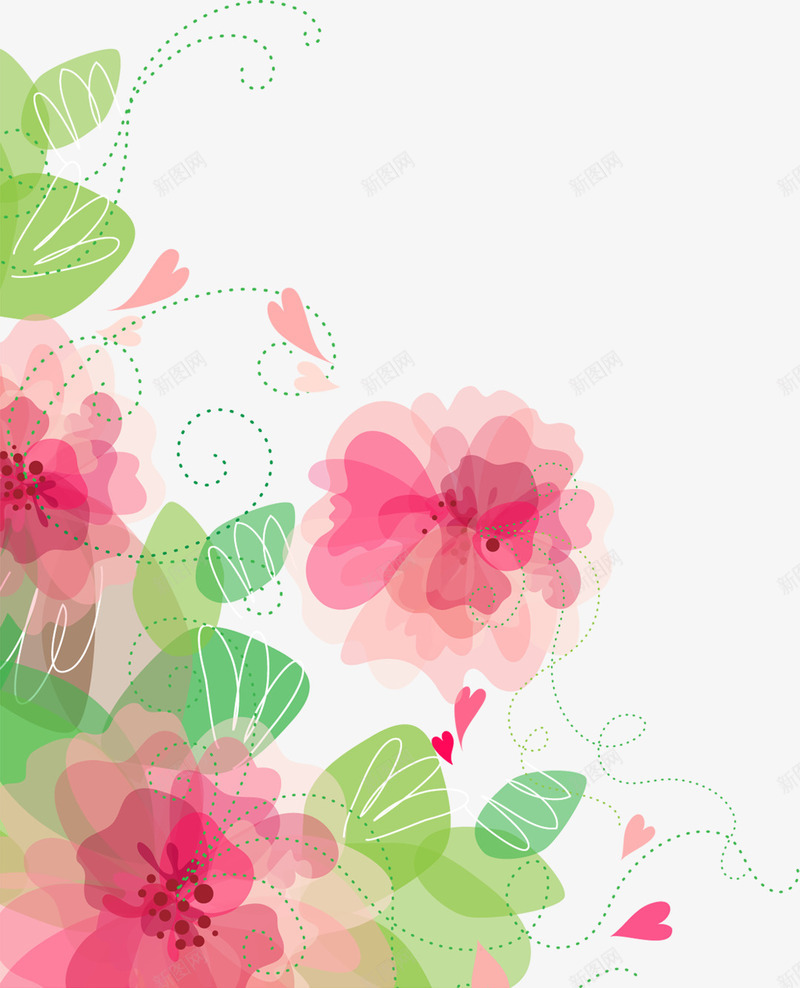 唯美粉色树叶卡通花朵png免抠素材_新图网 https://ixintu.com 卡通 树叶 粉色 花朵