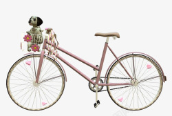 车篮有小狗的自行车素材